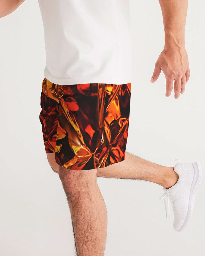 Men’s athletic shorts with an all over whiskey on ice print design.