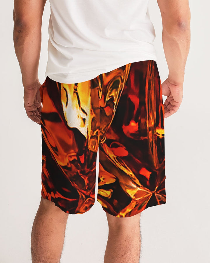 Men’s athletic shorts with an all over whiskey on ice print design.