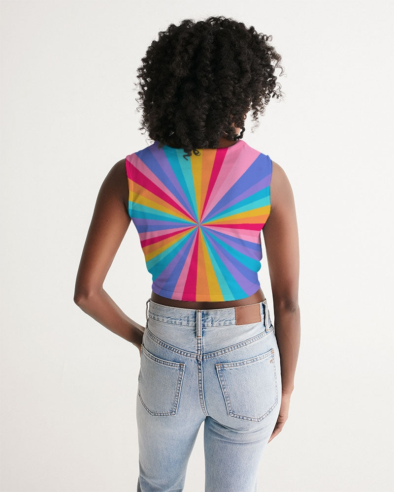 Colorful Rainbow twist-front tank top