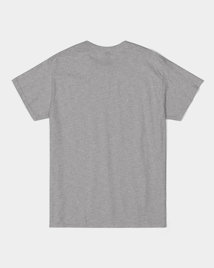 Grey T-shirt with a hue of vibrant rainbow colors