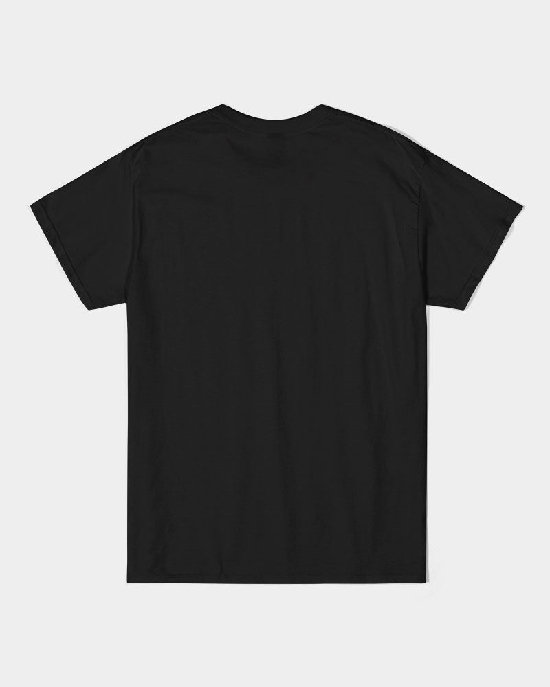 Black T-shirt with a hue of vibrant rainbow colors