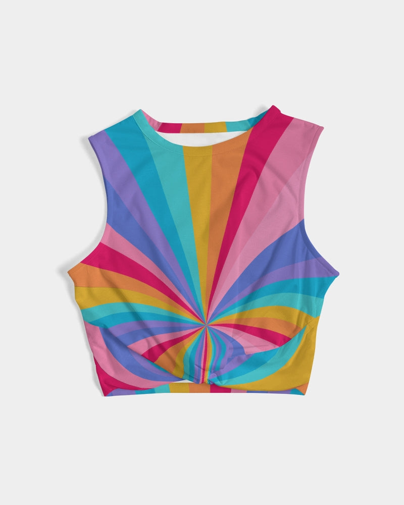 Colorful Rainbow twist-front tank top