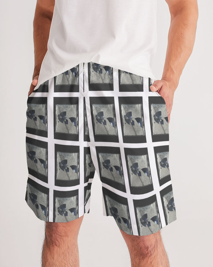 Jogger shorts with Don't Be A Broken Record charcoal Pattern