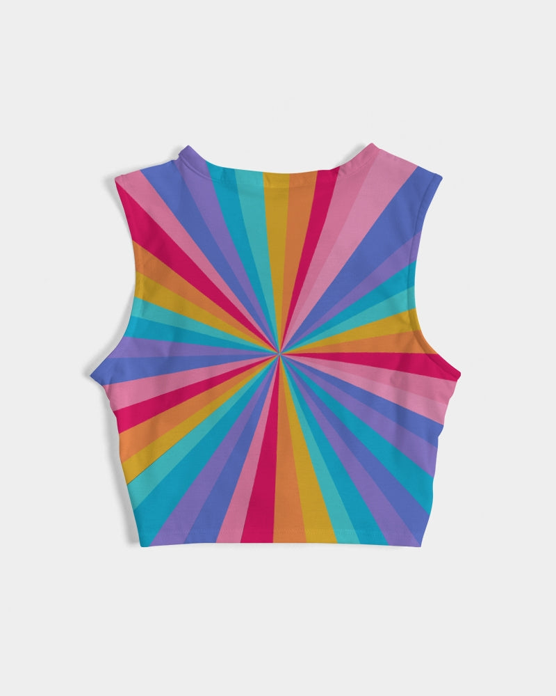 Colorful Rainbow twist-front tank top