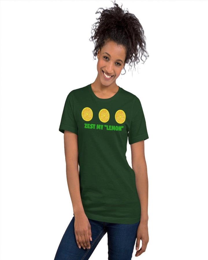 Forest unisex T-shirt with Zest my “lemon” print design.